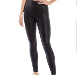 Spanx Faux Leather Black Leggings Size Large